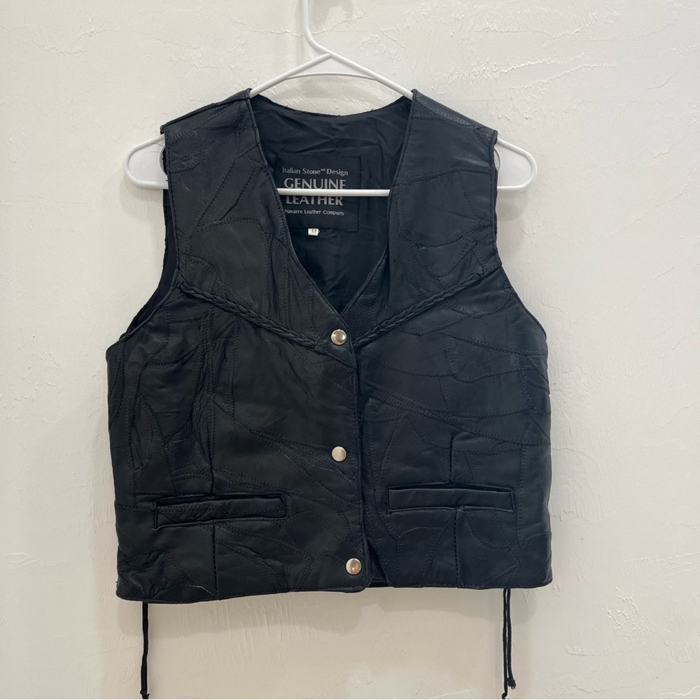 Women's Black Leather Vest